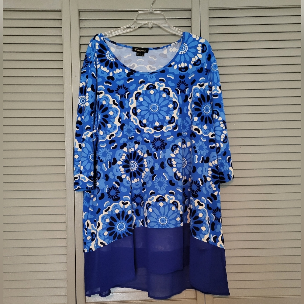 Chicwe multicolored 3/4 sleeve blouse size 22